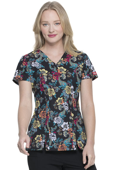 Dickies Dickies Prints V-Neck Top in Wild Rose from Dickies Medical