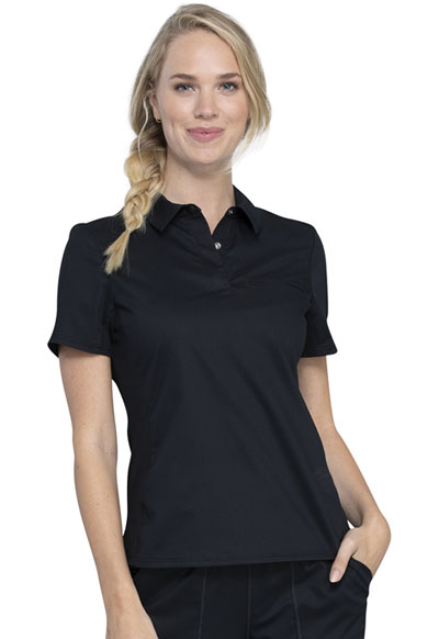 WW Revolution Women Tuckable Snap Front Polo Shirt Black
