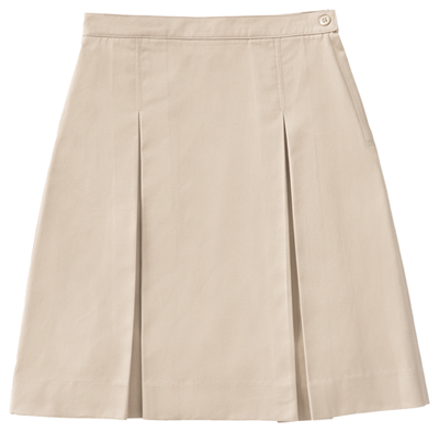 Classroom Girl Longer Length Kick Pleat Skirt Khaki