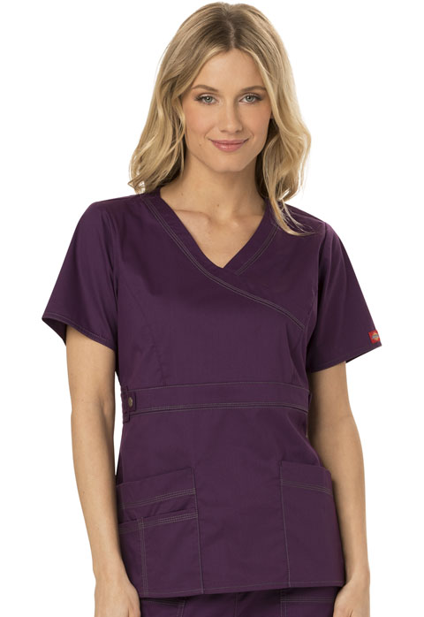 Dickies Gen Flex Mock Wrap Top in Eggplant