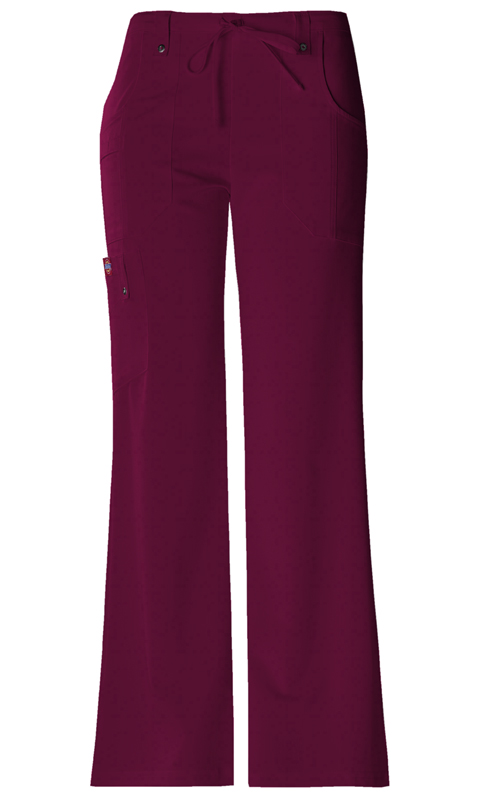 Dickies Xtreme Stretch Mid Rise Drawstring Cargo Pant in D-Wine