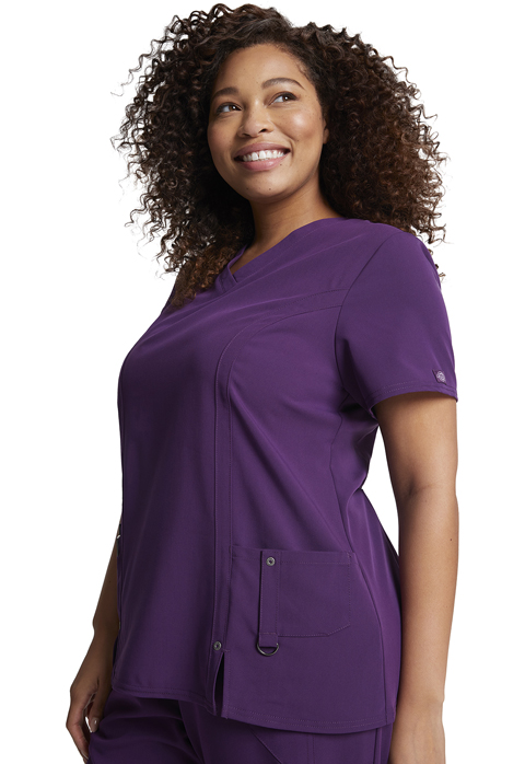Dickies Xtreme Stretch V-Neck Top in Eggplant