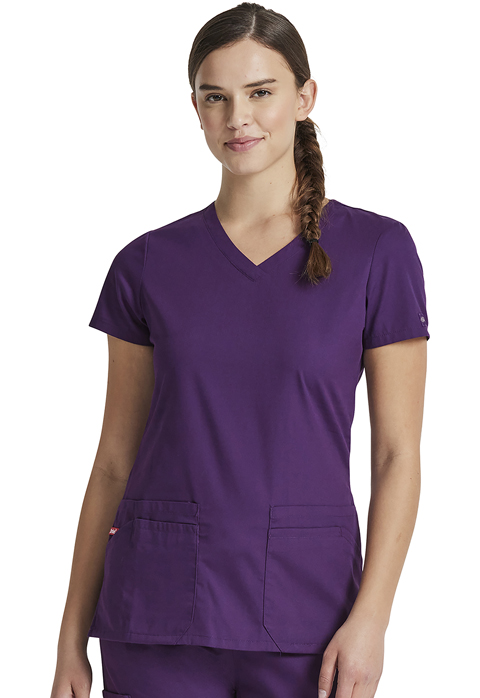 Dickies EDS Signature V-Neck Top in Eggplant