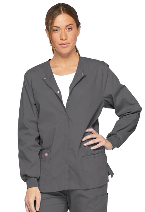 Dickies EDS Signature Snap Front Warm-Up Jacket in Pewter