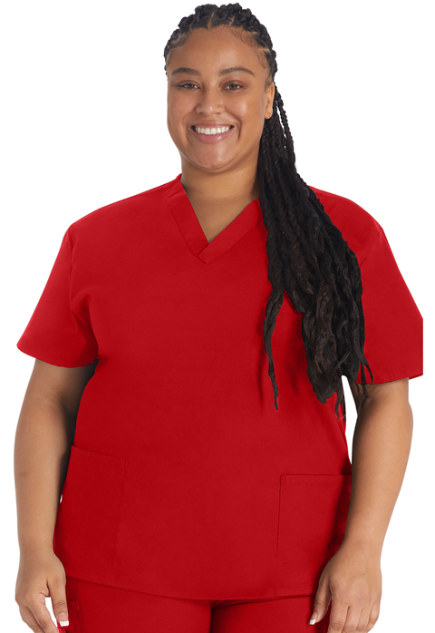 Dickies EDS Signature V-Neck Top in Red