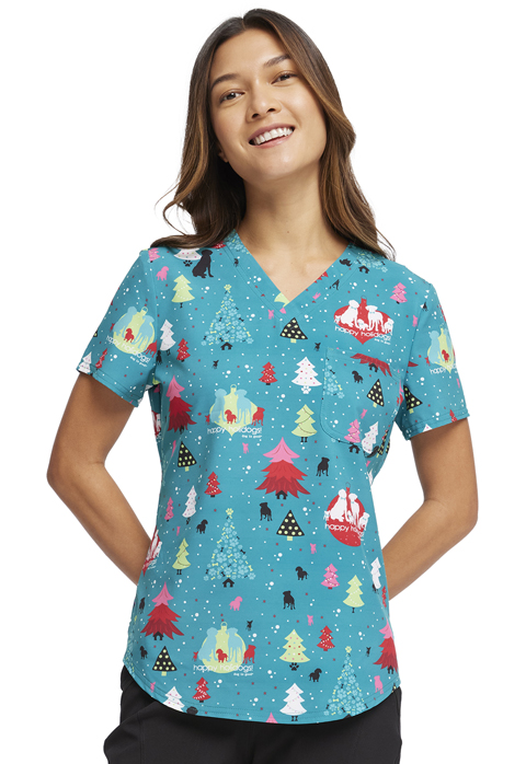 Buy TF736 V-Neck Print Scrub Top - Tooniforms Online at Best price - NE