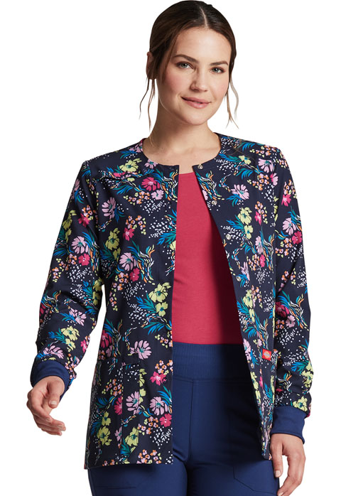 Dickies Dickies Prints Snap Front Warm-Up Jacket in Floral Breeze