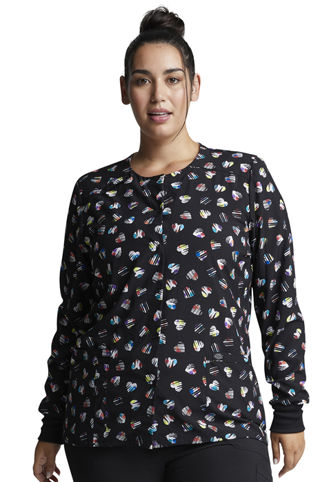 Dickies Dickies Prints Snap Front Warm-Up Jacket in Love U Dots