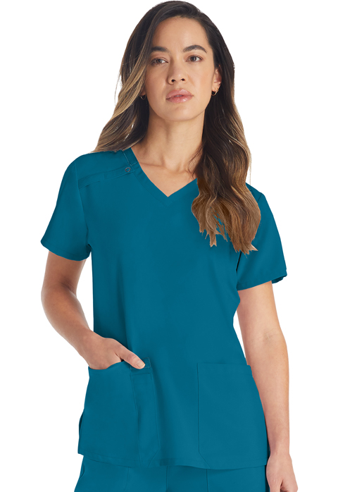 Dickies Every Day EDS Essentials V-Neck Top in Caribbean Blue