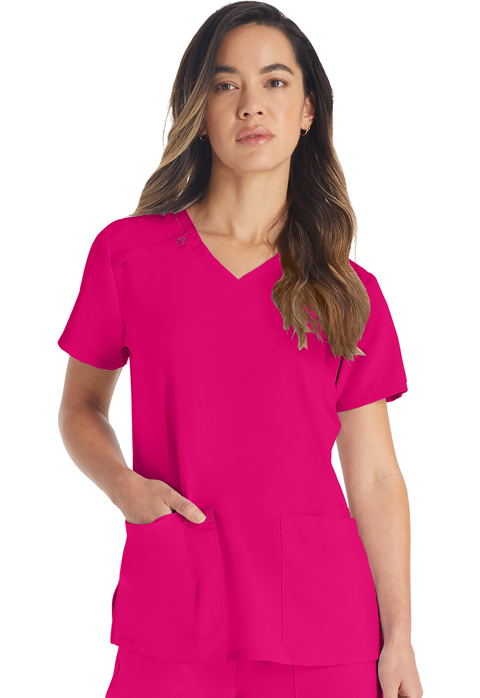 Dickies Every Day EDS Essentials V-Neck Top in Hot Pink