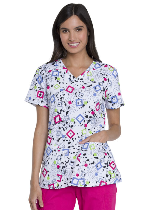 Dickies Dickies Prints V-Neck Print Top in Squares And Spots
