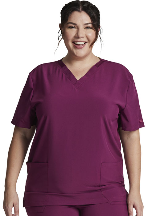 Dickies Every Day EDS Essentials Unisex V-Neck Top in Wine