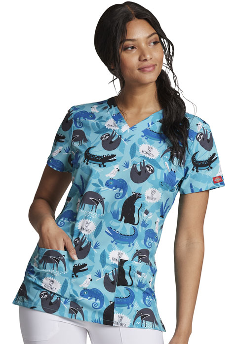 Dickies Dickies Prints V-Neck Print Top in Save The Rainforest