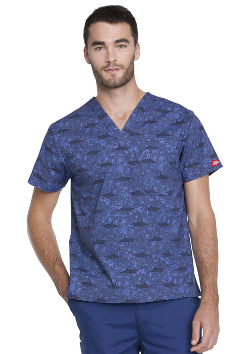 Dickies Dickies Prints Men's V-Neck Top in Shark Week