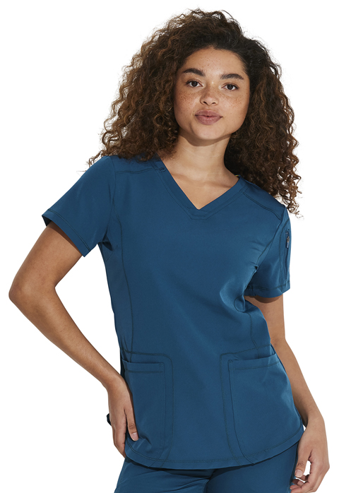 Dickies Dickies Dynamix V-Neck Top in Caribbean Blue