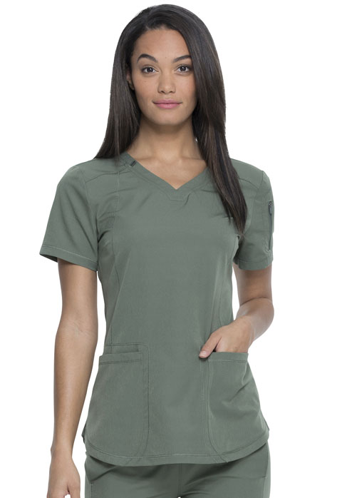 Dickies Dickies Dynamix V-Neck Top in Olive