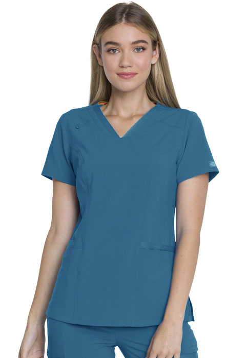 Dickies Every Day EDS Essentials V-Neck Top in Caribbean Blue