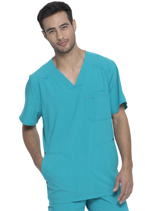 Dickies Advance Men's V-Neck Top in Teal Blue
