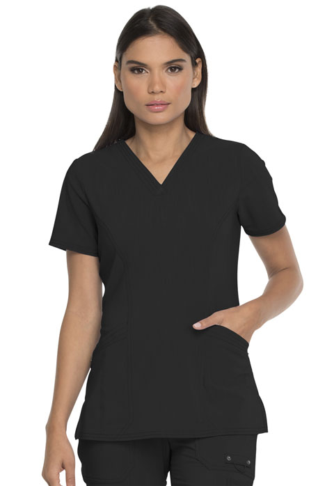 Dickies Advance V-Neck Top With Patch Pockets in Black
