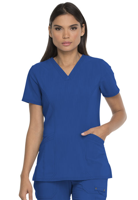Dickies Advance V-Neck Top With Patch Pockets in Royal