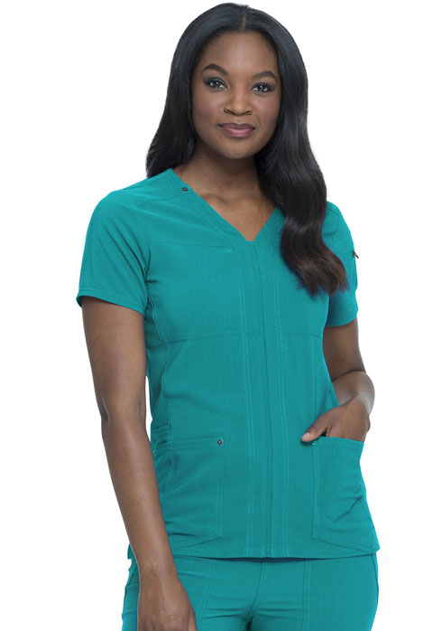 Dickies Advance V-Neck Top in Teal Blue