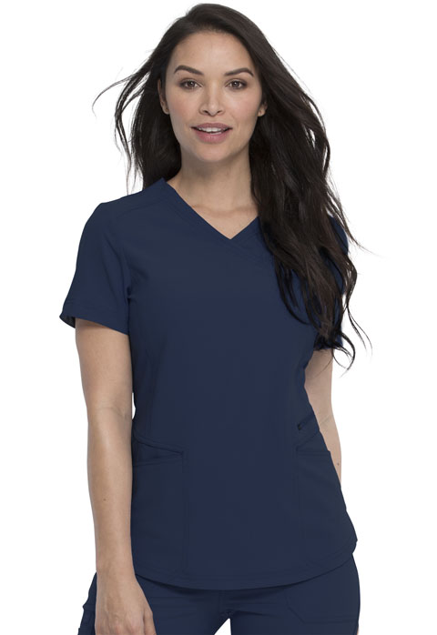 Dickies Retro Mock Wrap Top in Navy