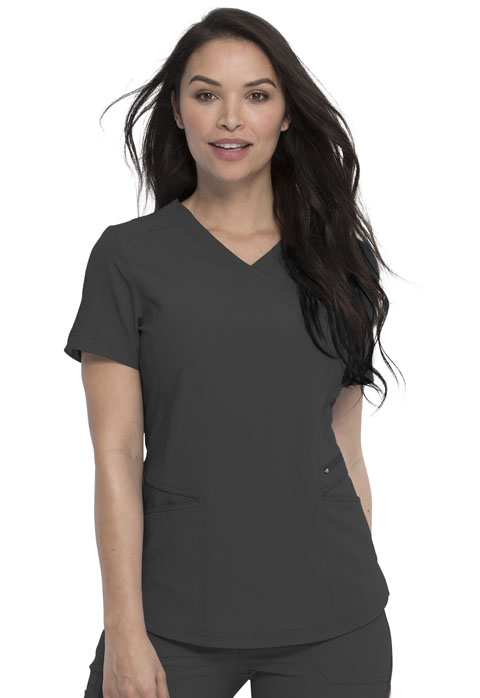 Dickies Retro Mock Wrap Top in Pewter