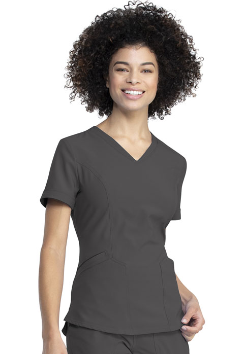 Dickies Retro V-Neck Top in Pewter