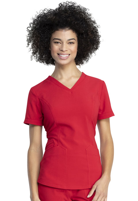 Dickies Retro V-Neck Top in Red