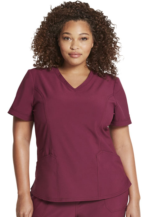 Dickies Retro V-Neck Top in Wine