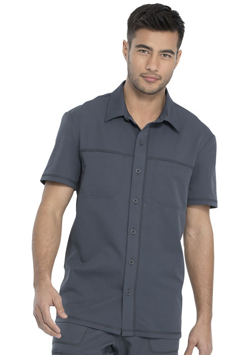 Dickies Dickies Dynamix Men's Button Front Collar Shirt in Pewter