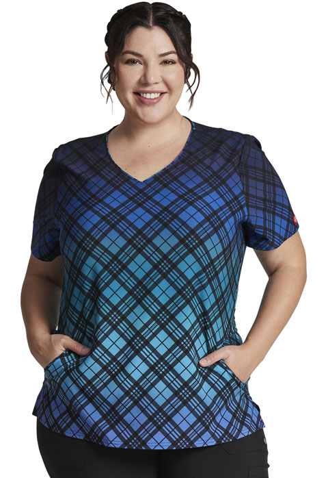 Dickies Dickies Prints V-Neck Top in Fading Plaid