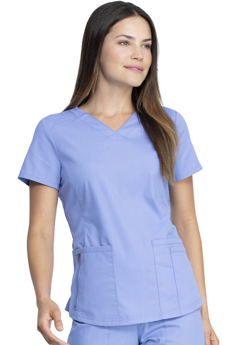 Dickies EDS Signature V-Neck Top in Ciel