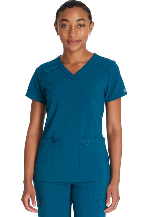 Dickies Every Day EDS Essentials Mock Wrap Top in Caribbean Blue