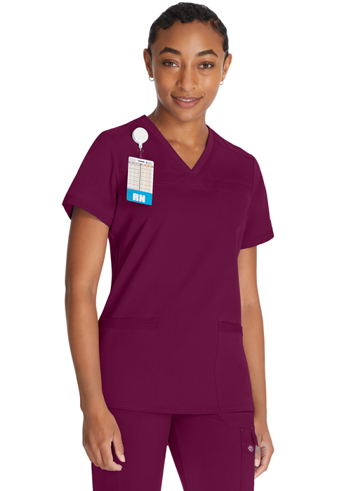 Dickies Dickies Balance V-Neck Top With Rib Knit Panels in Wine