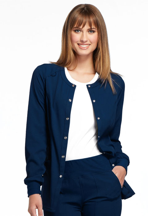Simply Polished Women Snap Front Warm-up Jacket Blue