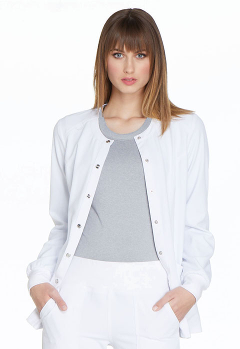 Simply Polished Women Snap Front Warm-up Jacket White
