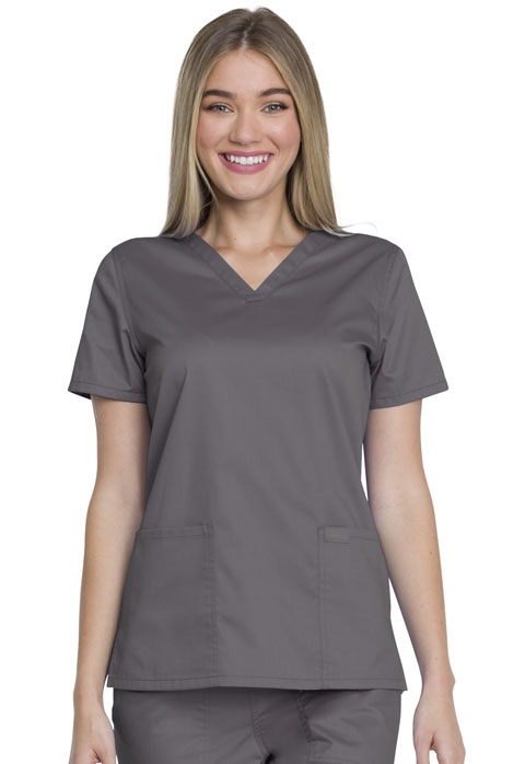 Dickies Genuine Dickies Industrial Strength V-Neck Top in Pewter