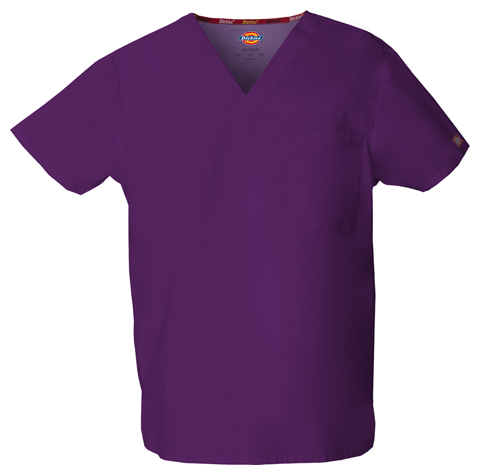 Dickies EDS Signature Unisex Tuckable V-Neck Top in Eggplant
