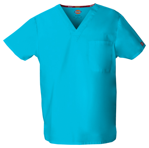 Dickies EDS Signature Unisex Tuckable V-Neck Top in Turquoise