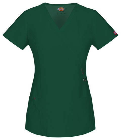 Dickies Xtreme Stretch Mock Wrap Top in Hunter Green